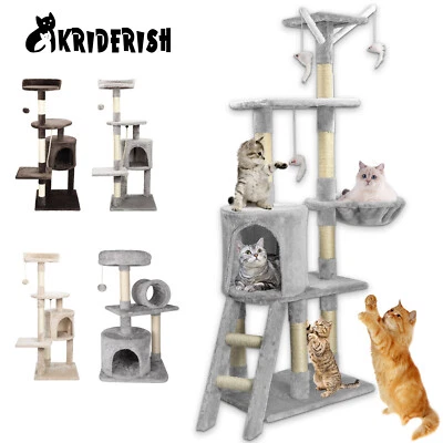 Kratzbaum groß Katzenbaum Katzenkratzbaum mit Höhlen und Sisalstämmen Stabil