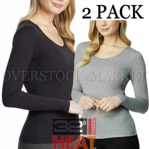 NUOVO TOP DONNA 32 GRADI CALDO MANICA LUNGA STRATO BASE CONFEZIONE 2 COLLO SCOOP VARIETÀ - Foto 1 di 3