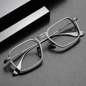 Gafas de lectura hechas a mano de titanio puro retro cuadradas ultra ligeras unisex lectores - Imagen 1 de 16