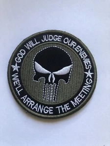 God Will Judge Our Enemies We'll Arrange The Meeting patch hook and loop green - Picture 1 of 1