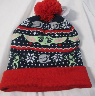 Star Wars The Child Baby Yoda Fairisle манжеты вязаный помпон Beanie новый с Ярлыками - Изображение 1 из 4