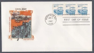 USA 1987 2 FIRST DAY COVERS 1880's CANAL BOAT + 2 CACHETS - Picture 1 of 2