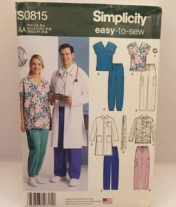 UNCUT! Women's and Men's Scrub Top & Pants Sewing Pattern by Simplicity (S0815) - Picture 1 of 2