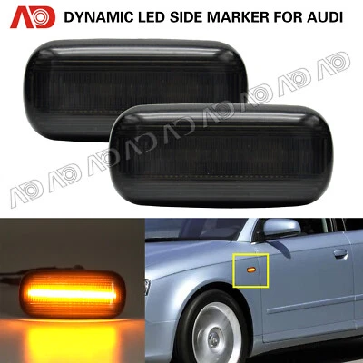 For Audi A4 S4 RS4 TT A3 A6 Smoked LED Side Marker Light Fender Marker Lamp 2PCS - Image 1 of 4