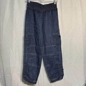 Elliott Lauren blaue 100% Leinen Cargohose Damen Gr. XS - Bild 1 von 7