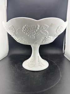"Frutero pedestal de vendimia de vidrio de leche blanco colonia Indiana de colección de 10""" - Imagen 1 de 14