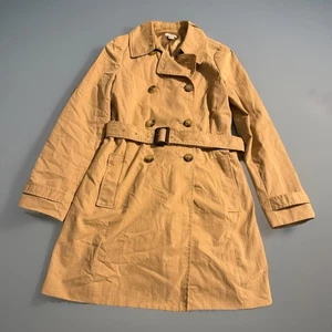 J Crew Jacket Womens Small Khaki Icon Trench Button Belted Collared Preppy E7703 - Picture 1 of 8