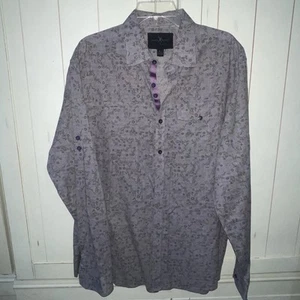 Marc Ecko Cut Sew Purple Floral Long Sleeve Button Down Sz Large Travel Floral - Picture 1 of 14