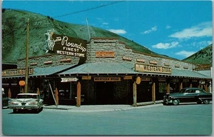 Vintage 1960s JACKSON HOLE, Wyoming Postcard THE ROUNDUP WESTERN STORE / Unused - Picture 1 of 2