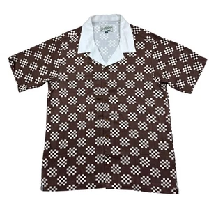 Bogey Boys Macklemore Polo Shirt Men's S Brown White Checkered Performance Golf - Picture 1 of 12