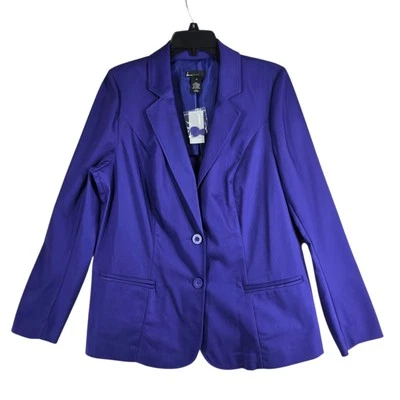 Jaqueta Lane Bryant feminina azul blazer terno 2 botões entalhe frontal lapela tamanho 14 nova com etiquetas - Imagem 1 de 4