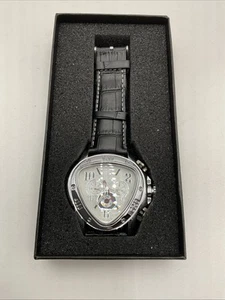 JARAGAR AUTOMATIC WHITE 3 DIALS MILITARY TIME WATCH CHRONOGRAPH LEATHER C2 - Picture 1 of 7