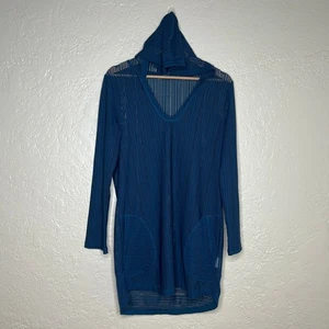 Vestito donna Prana blu in rete con cappuccio copricostume da spiaggia con tasche taglia media - Foto 1 di 4