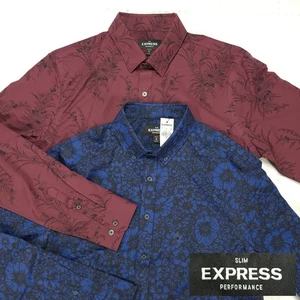 Express Mens Long Sleeve Button Down Shirt Lot Of 2 Performance Slim New NWT N44 - Picture 1 of 21