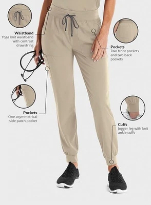 Maevn Women's Yoga Waist Jogger Scrub Pants 8520 Matrix Impulse Sizes XXS to 3XL - Image 1 of 4