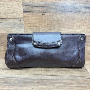 Cole Haan Women Brown Leather Wallet Buckle Clasp Hinge Large - Picture 1 of 5
