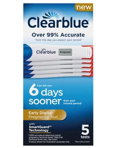Clearblue Digitaler Schwangerschaftstest, Früherkennung zu Hause Schwangerschaft, 5 Ct - Bild 1 von 9