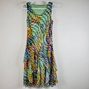 Signature by Robbie Bee Dress Size 10 Tiered Ruffle Skirt Midi Beachy Retro - Picture 1 of 12