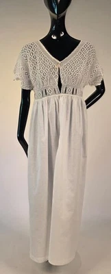 ANTIQUE VICTORIAN LACE DRESS W RIBBON HOLE WAISTLINE - Image 1 of 4