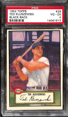 1952 TOPPS #29 TED KLUSZEWSKI BLACK BACK - Case Cracked PSA 4 VG-EX 14061913  - Image 1 of 3
