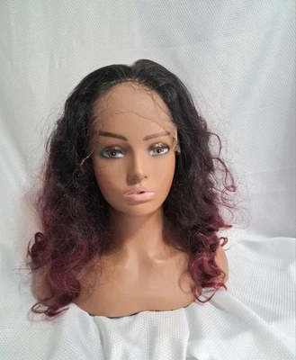 Women's 24" Lace Front Burgundy Black Ombre Loose Curls Wig. The Wig Shop $119. - Image 1 of 4