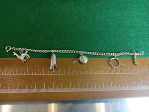 Bracciale con ciondolo in argento sterling 7 pollici, 4 ciondoli, 11 grammi - Foto 1 di 9