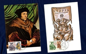 VATICANO 1985 CENTENARIO DELLA MORTE DI S. TOMMASO MORO  in cartoline Maximum - Picture 1 of 2