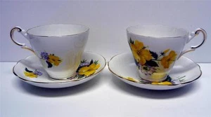 REGENCY - JUEGO DE 2 TAZAS Y PLATILLOS INGLESES DE PORCELANA HECHA EN INGLANDIA - Imagen 1 de 1