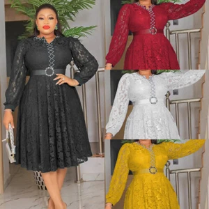 Plus Size African Women Lace Long Dress Evening Party Gown Cocktail Prom Dress - Picture 1 of 44