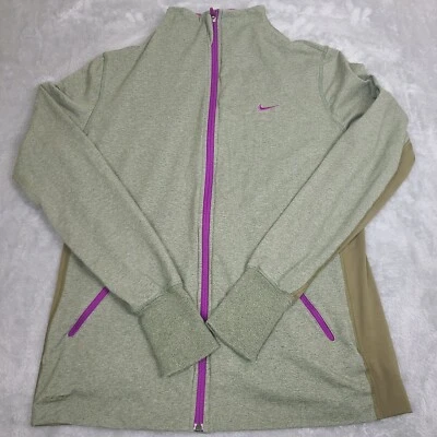 Chaqueta para mujer Nike Pro Dri Fit púrpura a rayas Swoosh cremallera completa talla XL Foto 1 de 4