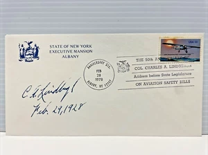 US Air Mail C. A. Lindbergh 50th Anniverary FDC New York February 28 1978 - Picture 1 of 2