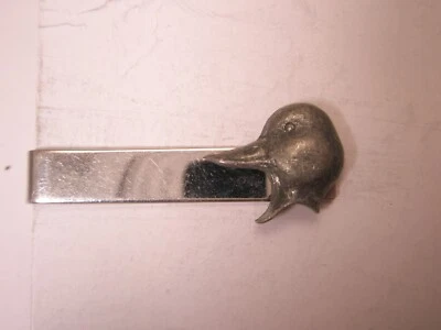 Винтажный МАЛЕНЬКИЙ зажим для галстука с головой утки из дерева кряквы неограниченное количество птиц животных - Изображение 1 из 4