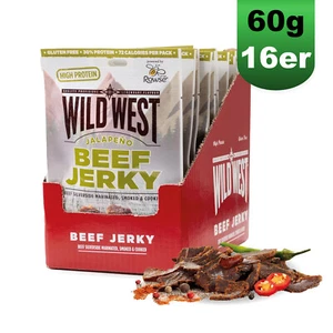 Wild West Beef Jerky Jalapeno 16x 60g Trockenfleisch Jerk Box (57,28 EUR/KG) - Bild 1 von 8