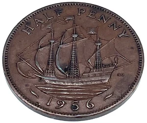 Weltmünze: Großbritannien 1956 - 1/2 Penny - zirkuliert (SKU 159) - Bild 1 von 4