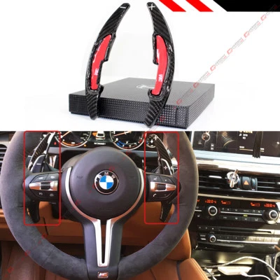 Carbon Fiber Steering Wheel Paddle Shifter Extension DSG For BMW M2 M3 M4 M5 M6 - Image 1 of 4