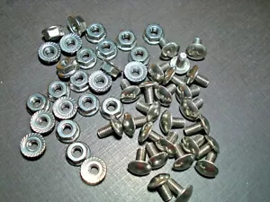 25 GM 10-32 x 3/8 stainless grille rivet screws flange nuts Chevy Buick Pontiac - Bild 1 von 7