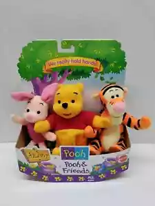 Vintage 1997 Mattel Winnie the Pooh and Friends Holding Hands Plush Toys - Picture 1 of 2