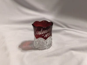EAPG Ruby Stain Flashed Glass Toothpick Holder “Centennial 1921" - PRE-OWNED - Picture 1 of 8