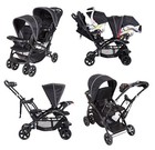 Cochecito Doble Para Bebés Hermanitos Gemelos Plegable Compacto Color Gris NUEVO