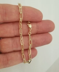 Dije pulsera clip papel oro amarillo macizo real 14k 7"-3,8 mm - Imagen 1 de 2