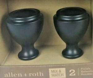 allen + roth Matte Black Finish Aluminum Curtain Rod Finials FSI 1908 MBLK - Picture 1 of 1
