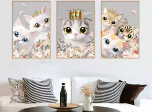 Cute Cats Wall Stickers Vinyl Girl's Living /Bed Room Decor Waterproof - Picture 1 of 4