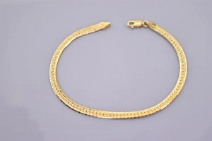 "Brazalete de espina de arenque 925 de oro plata esterlina 4 mm reversible Italia 8" - Imagen 1 de 5