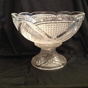 Heisey FANCY LOOP Antique Punch Bowl & Matching Pedestal (1896 - 1910) - Picture 1 of 12