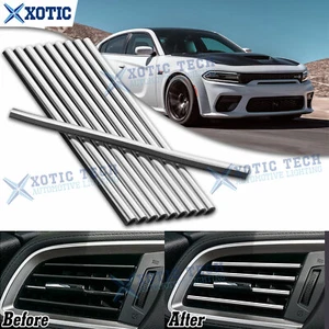 10Pcs Chrome Silver Interior AC Air Vent Cover Trim For Dodge Challenger Charger - Picture 1 of 12