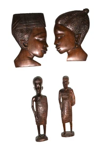 Afrikanische Figuren Holz braun 2 Standfiguren (20 cm) 2 Hänger (17 cm) Personen - Bild 1 von 1