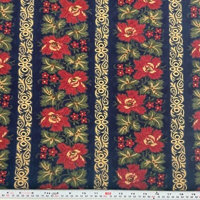 Vine Creek by Kansas Troubles for Moda Striped Florals Cotton by the HALF YARD - Image 1 of 2