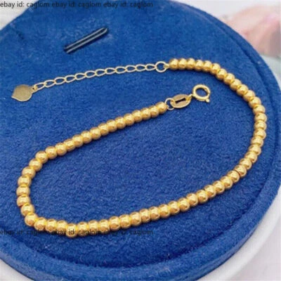 Pure AU750 18K Yellow Gold Chain 2.8mm Beads Link Bracelet 1.8-2g 6.3-7.5inch - Image 1 of 4
