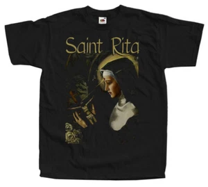 T-shirt cattolica Saint Rita V2 nera dio religioso Gesù taglie S - 5XL - Foto 1 di 2