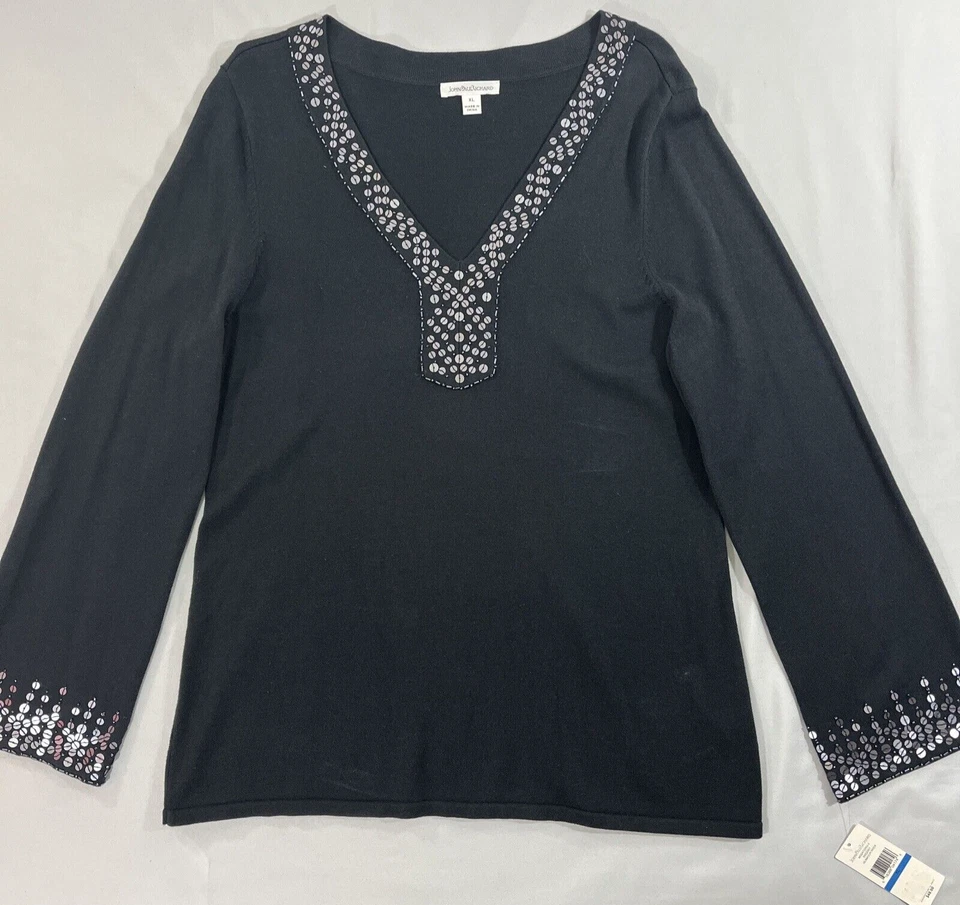 Camisa Top John Paul Richard Mujer XL Lentejuelas Bling Foto 1 de 4
